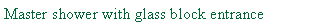 Text Box: Master shower with glass block entrance