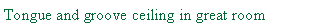 Text Box: Tongue and groove ceiling in great room